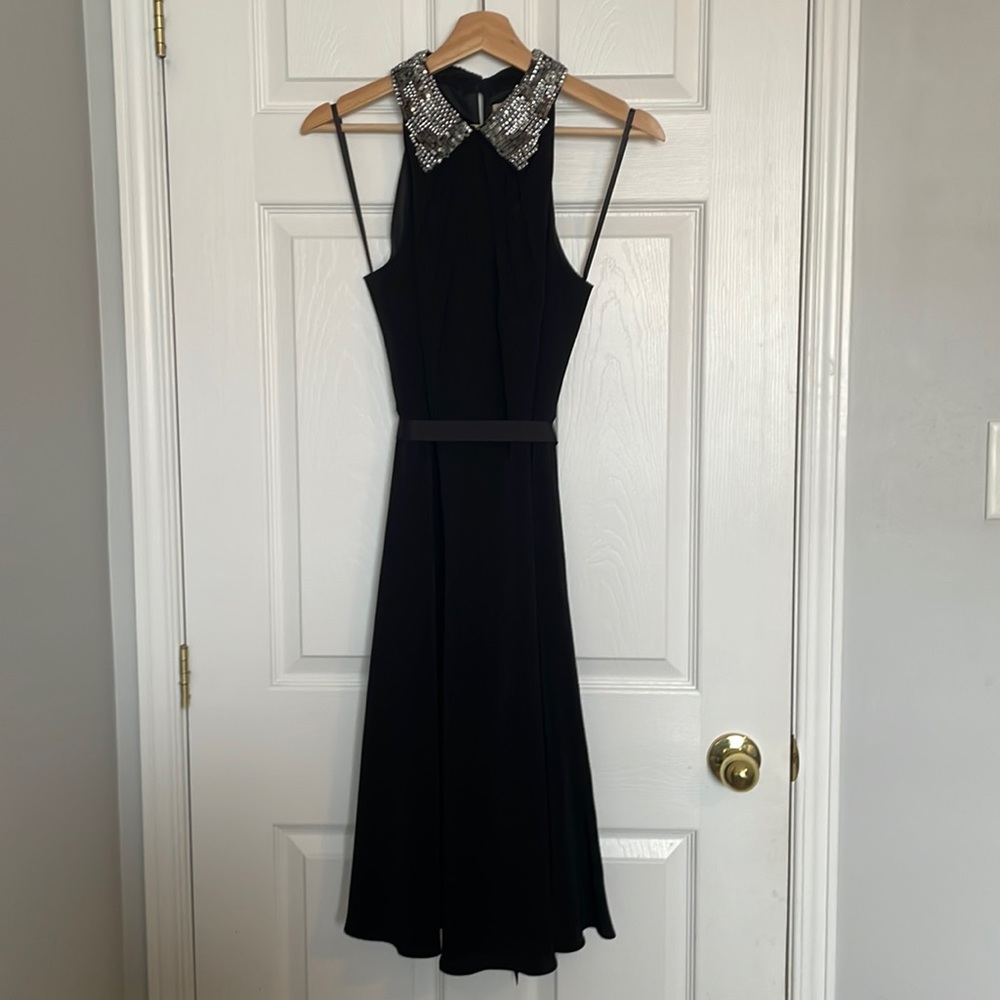 Jenny Packham black halter dress with bejewelled collar